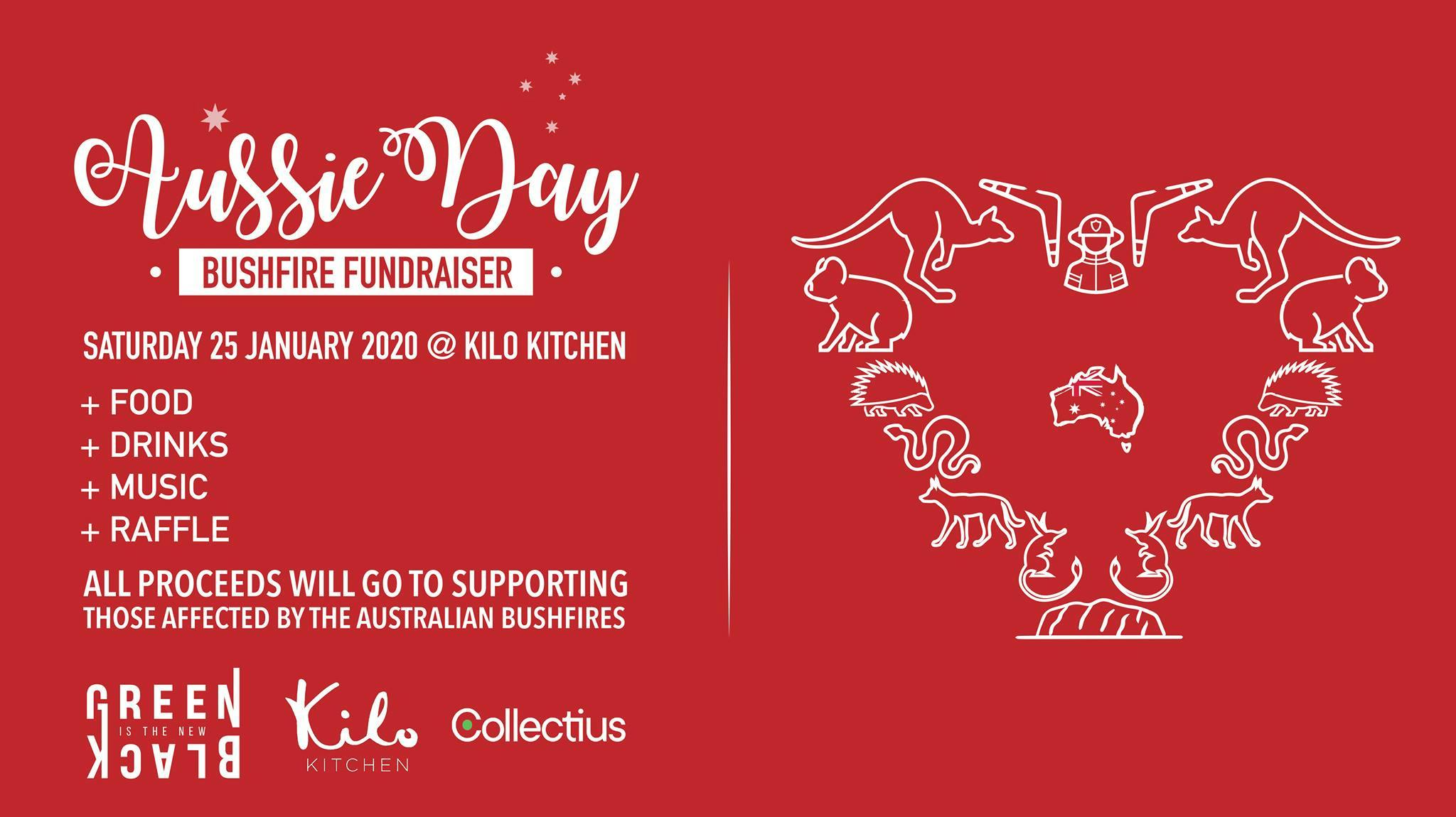 Aussie Bushfire Fundraiser Dinner with Green Is The New Black and Kilo Kitchen