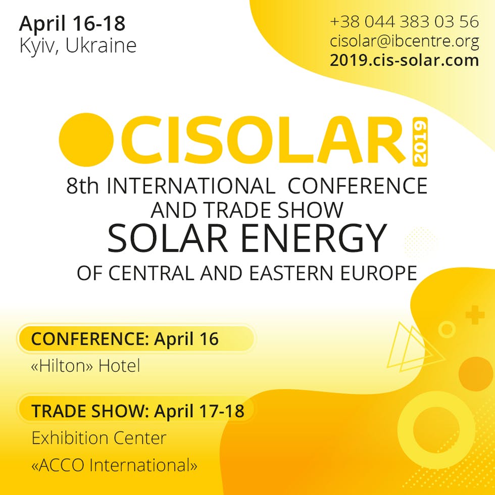 8th International Solar Energy Conference and Trade Show of Central and Eastern Europe CISOLAR 2019