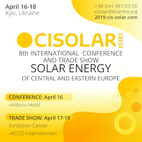 8th International Solar Energy Conference and Trade Show of Central and Eastern Europe CISOLAR 2019