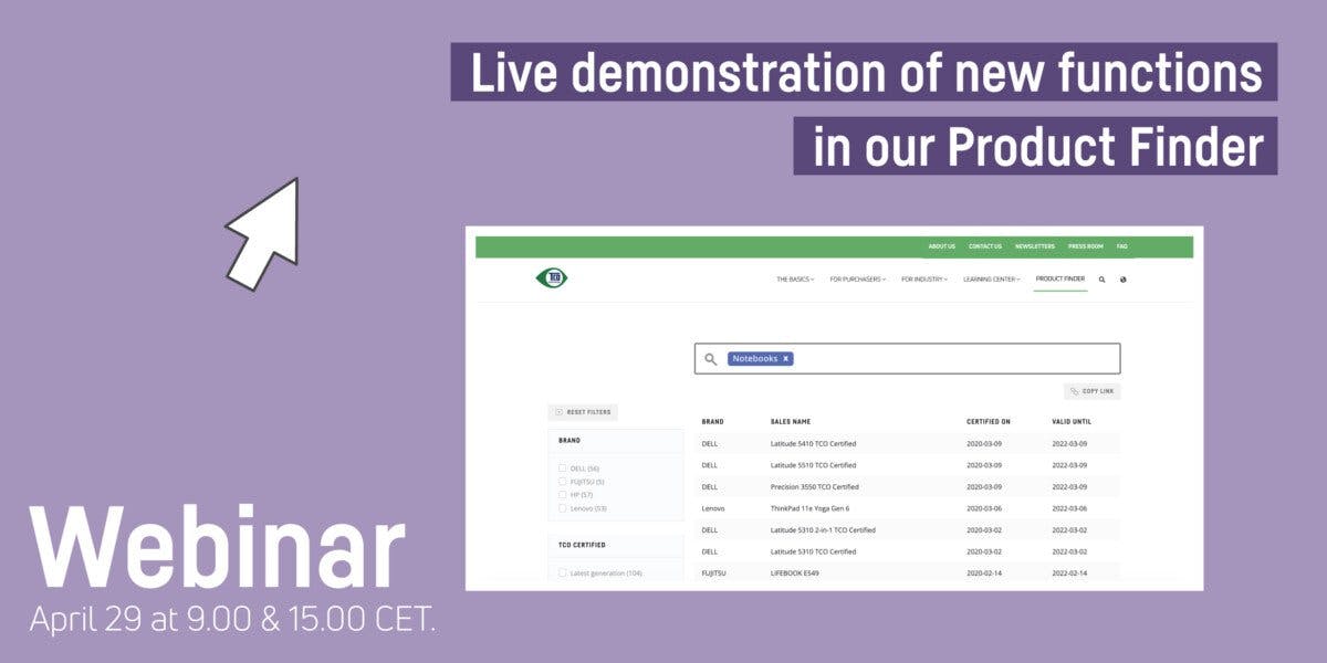 Webinar: Live demonstration of new functions in our Product Finder