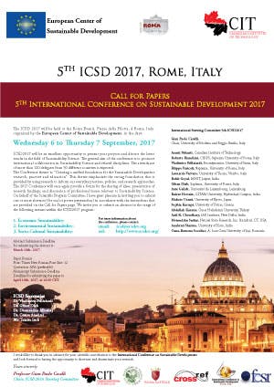 ICSD 2017 : 5th International Conference on Sustainable Development