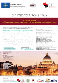 ICSD 2017 : 5th International Conference on Sustainable Development
