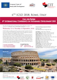 ICSD 2018 : 6th International Conference on Sustainable Development