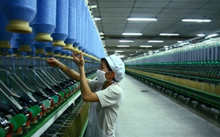 A worker in a textile factory in China. 