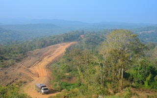 Logging truck in Cambodia's Mondulkiri protected forest