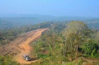 Logging truck in Cambodia's Mondulkiri protected forest