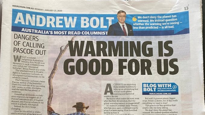 Opinion piece by Andrew Bolt in the Herald Sun