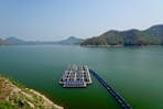 Floating solar panels on Srinakarin lake, Thailand.