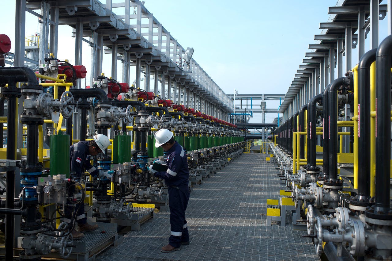 Pertamina oil and gas facility in Rokan Block in Riau
