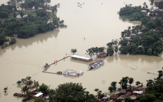 An aerial view of flood affected areas in Bihar
