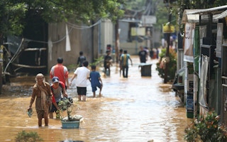 Floods in Bandung in West Java, Indonesia.