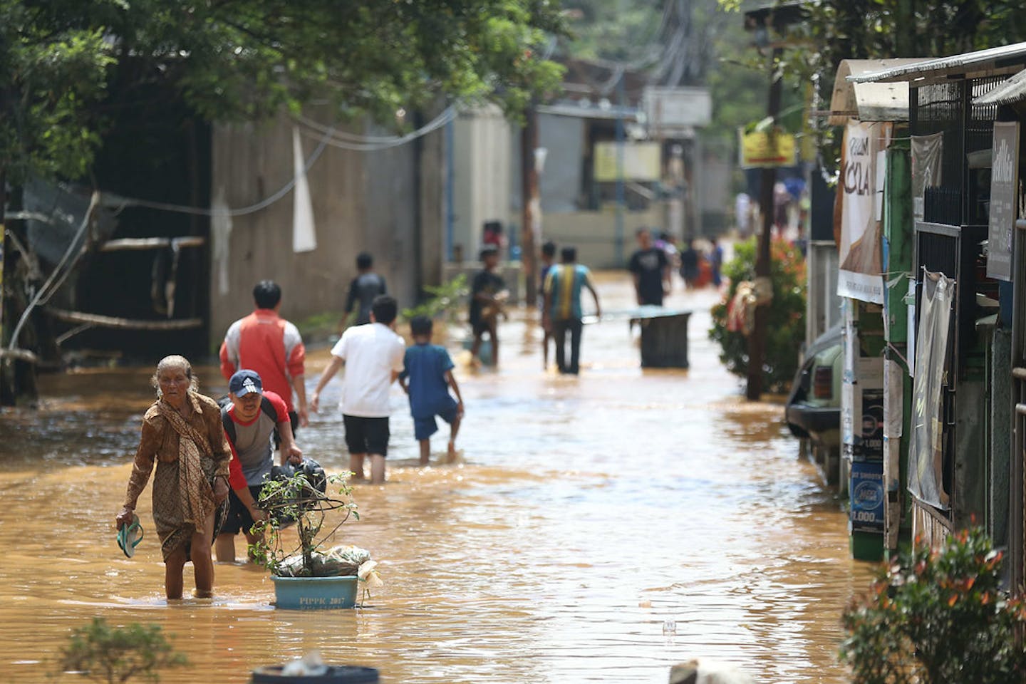 Floods in Bandung in West Java, Indonesia.