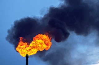 Methane flaring with black smoke