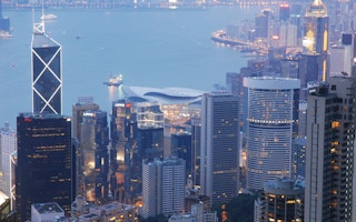 Aerial view of HK central business district