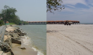 Port Dickson beach sand - before and after