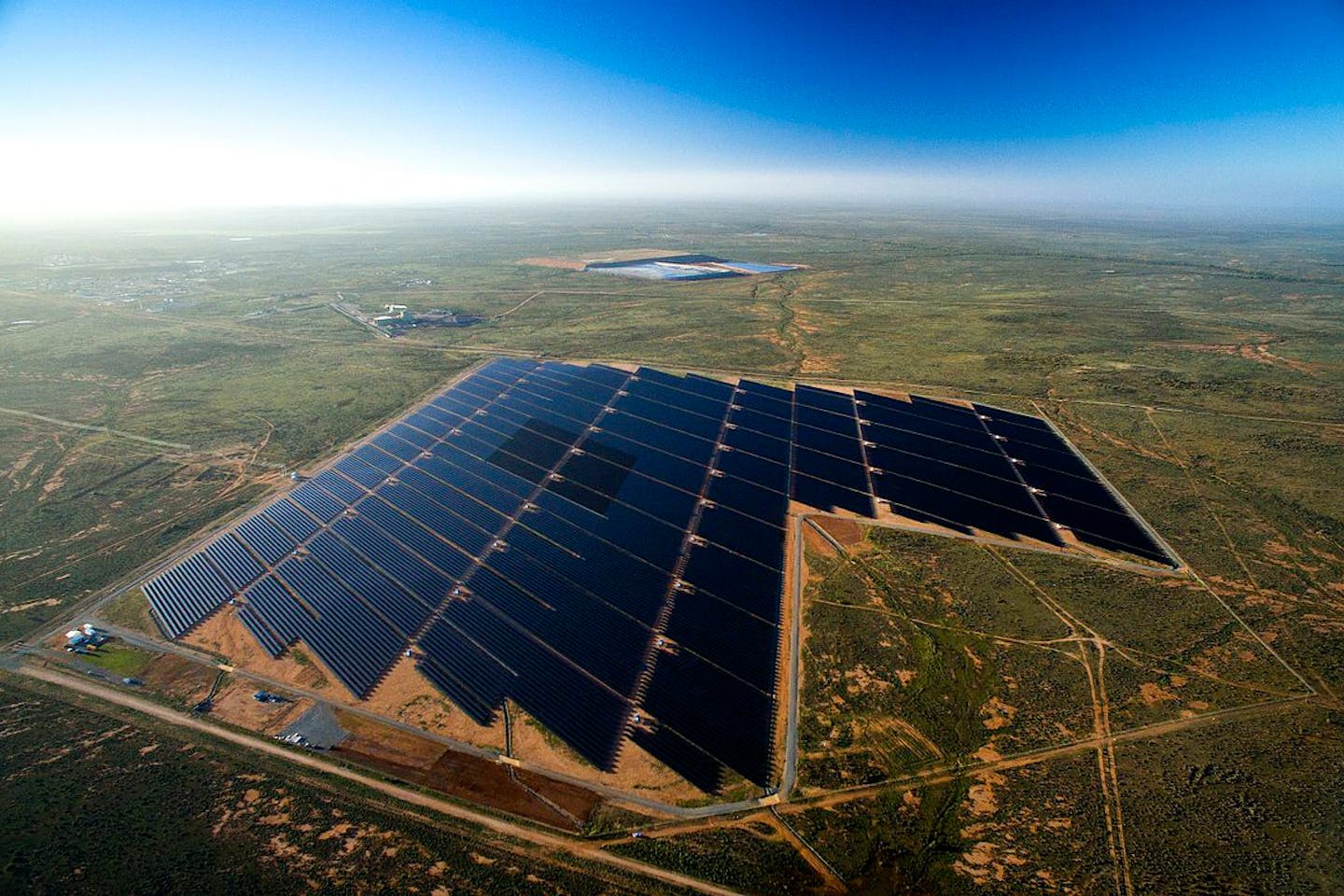 aerial shot of broken hill solar plant
