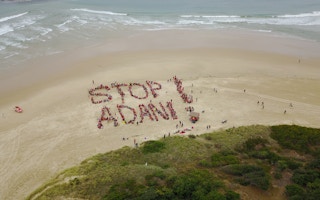 A drone image from the Stop Adani campaign at Coffs Harbour, New South Wales, Australia.