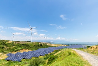 solar and wind power station in Poyang Lake in, China