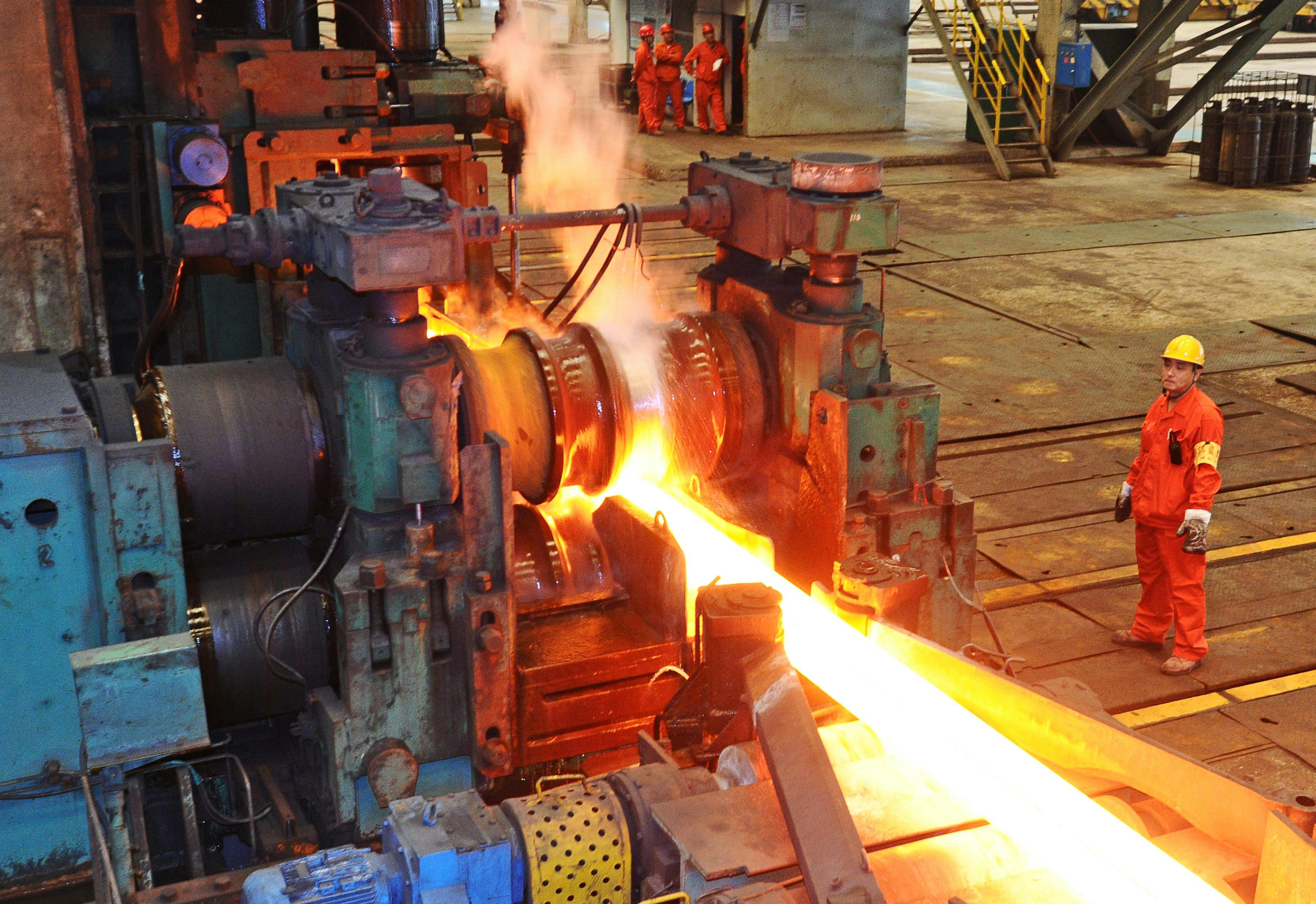 Chinese worker in steel mill