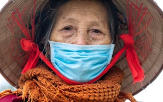 poor old woman face mask