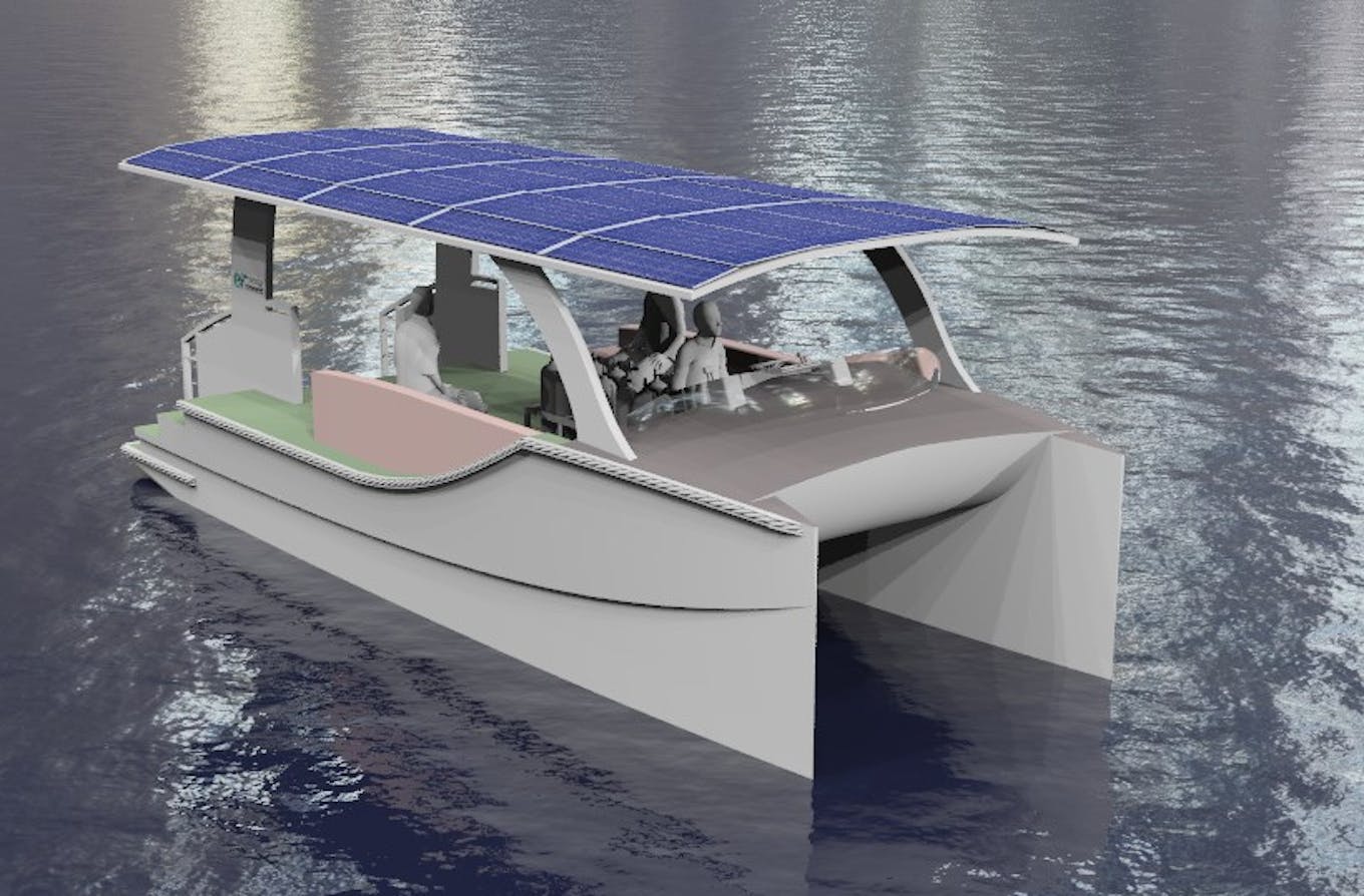 The prototype of Energy Renewed's e-catamaran