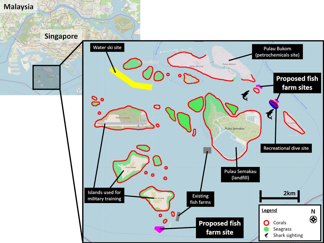 Planned fish farm map Singapore