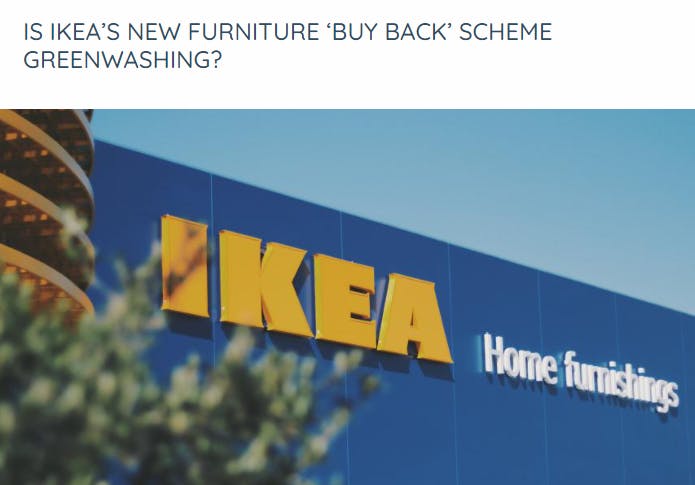 Euronews article that asked if IKEA was greenwashing with its new buy-back sceme