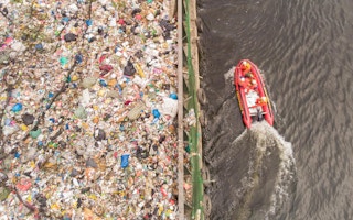 barge of plastic waste in Manila Bay