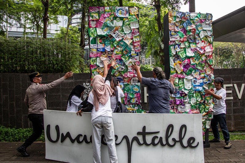 Greenpeace protest action at Unilever headquarters in Indonesia