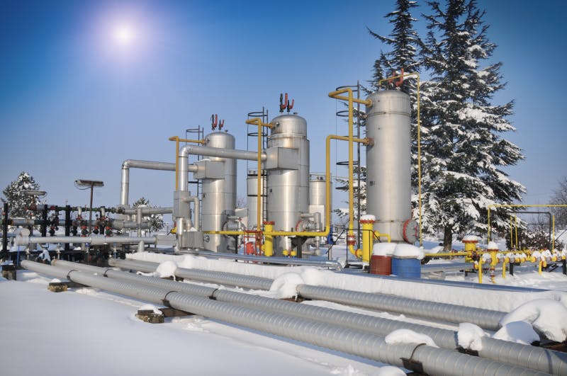 A gas facility somewhere cold