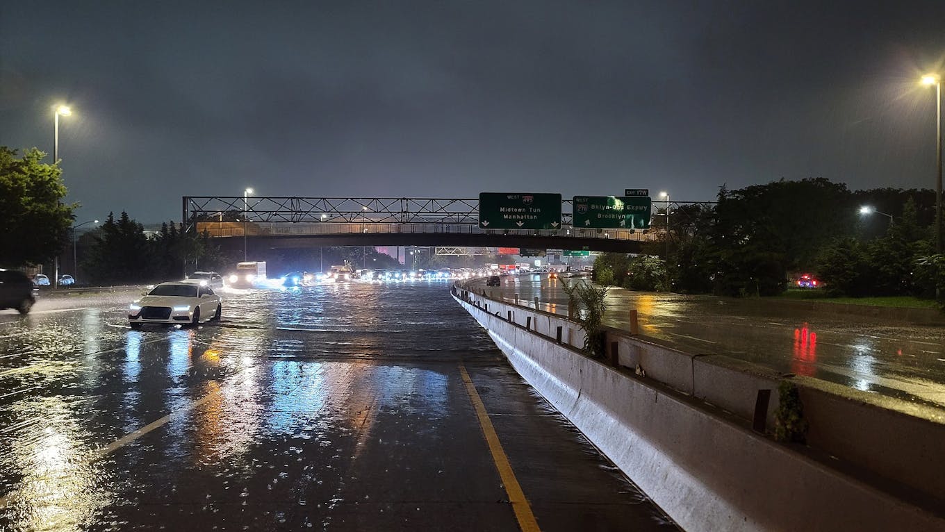 Hurricane Ida floods highway New York