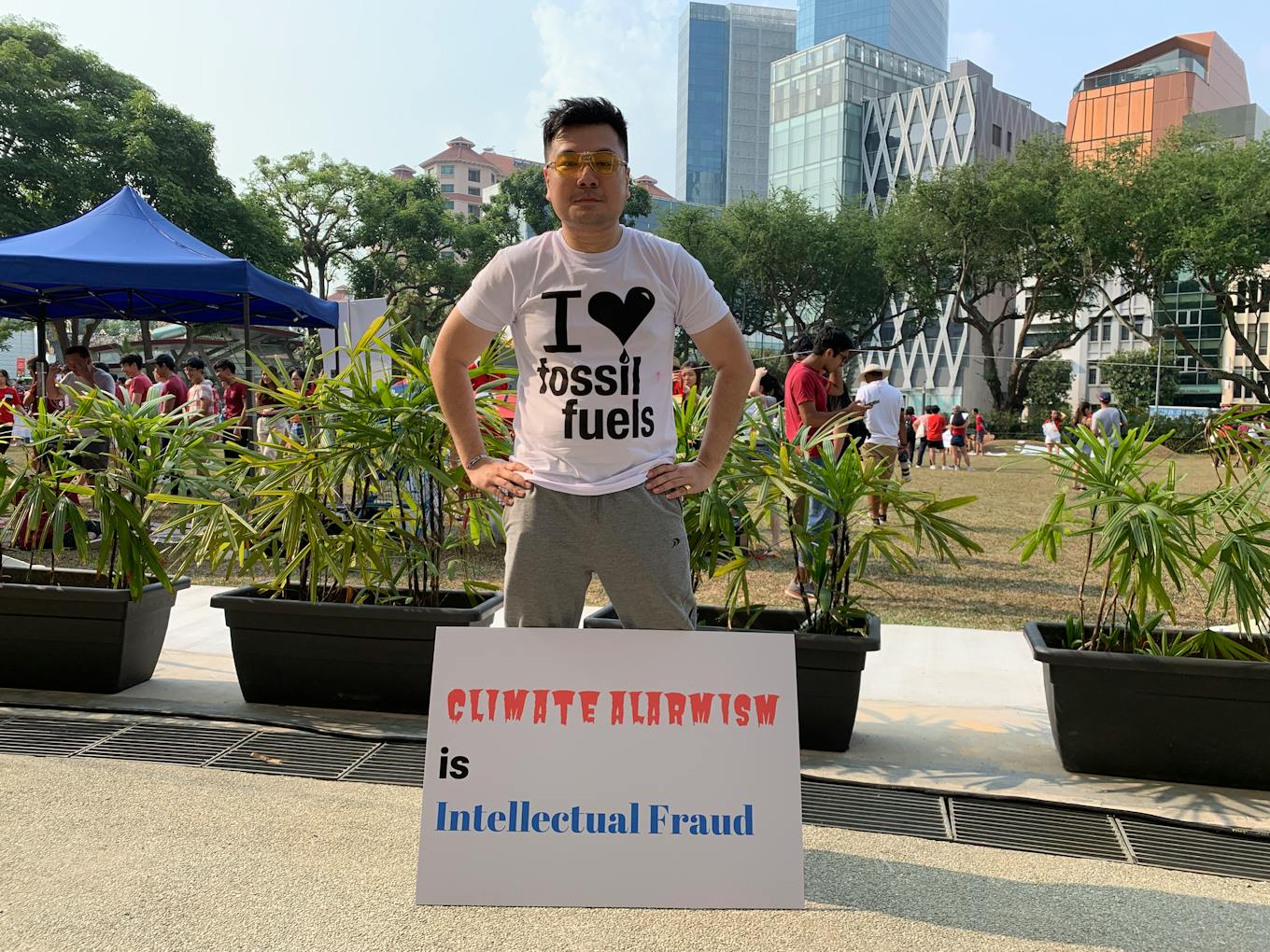 33 year-old pro-fossil fuels campaigner Henry Chew at SG Climate Rally