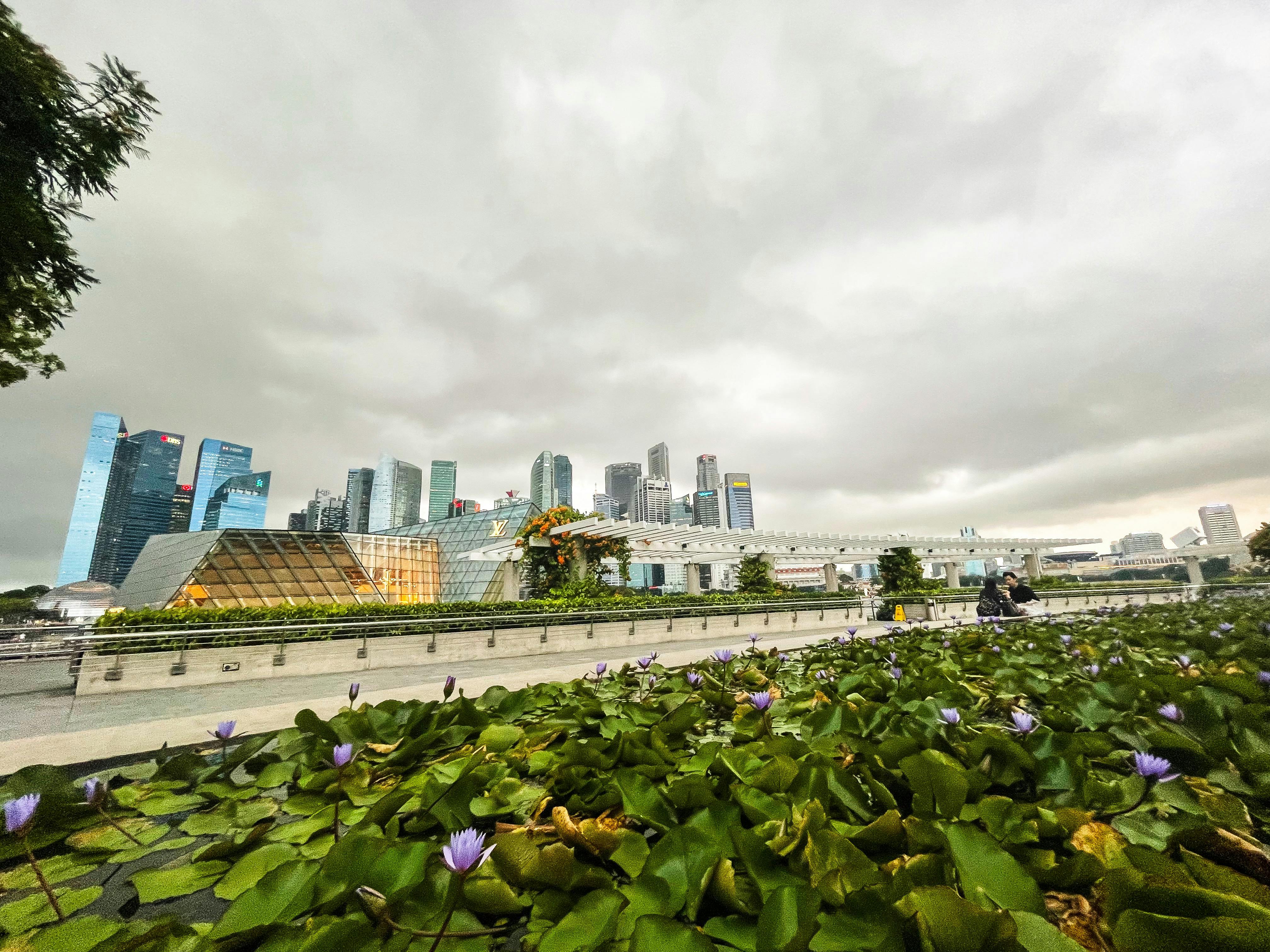 Singapore central business district on a stormy day