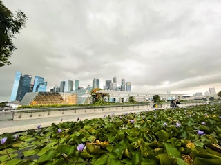 Singapore central business district on a stormy day