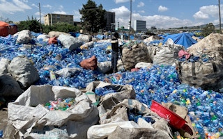 A pile of plastic collected in Adis Ababa, Ethiopia. Image: Robin Hicks/Eco-Business