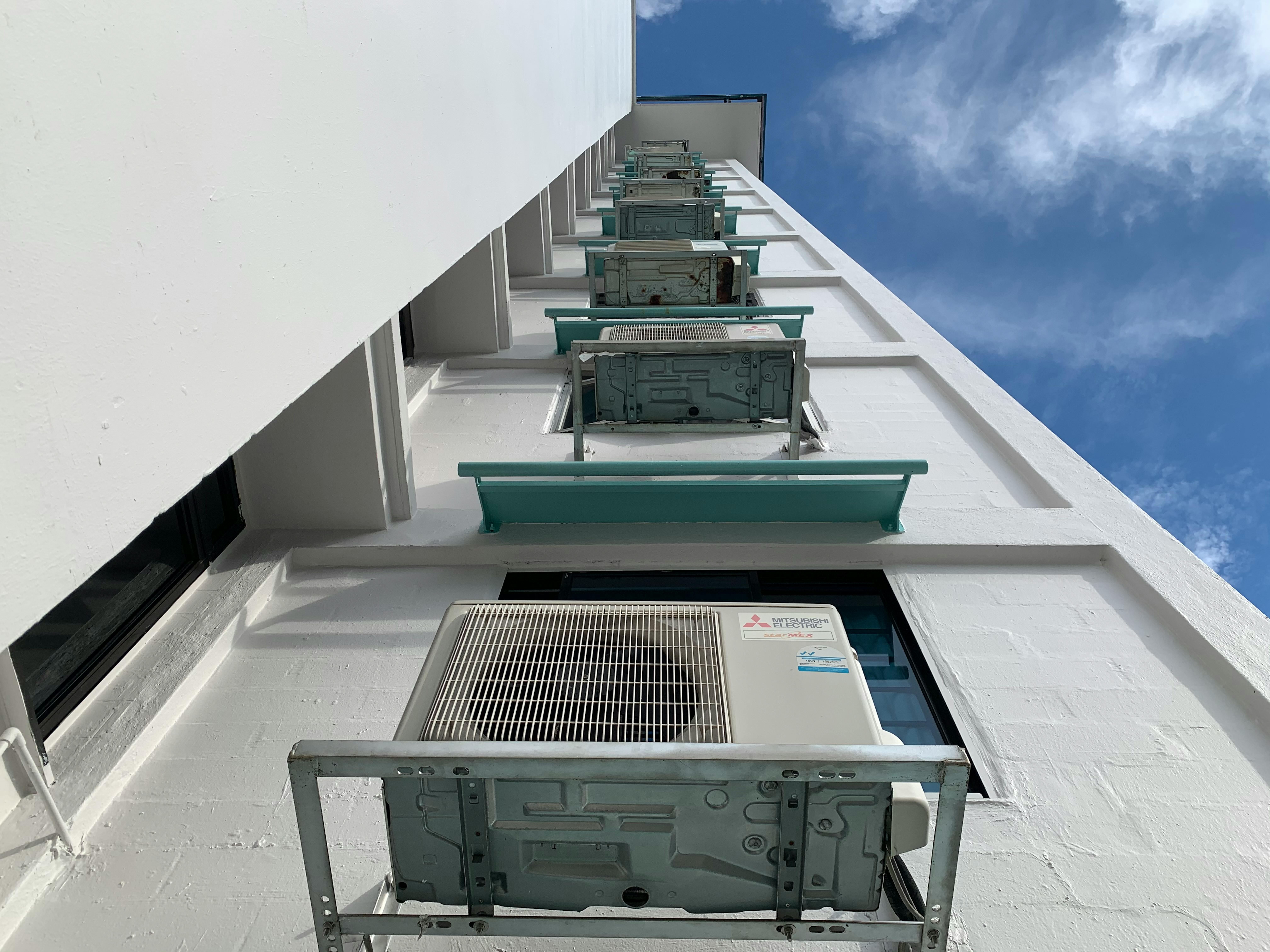 Air-conditioning units on a building in Singapore. Image: Robin Hicks/Eco-Business