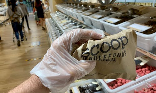 'Zero plastic' organic foods retailer introduces disposable gloves for customers as Covid-19 prevention measure