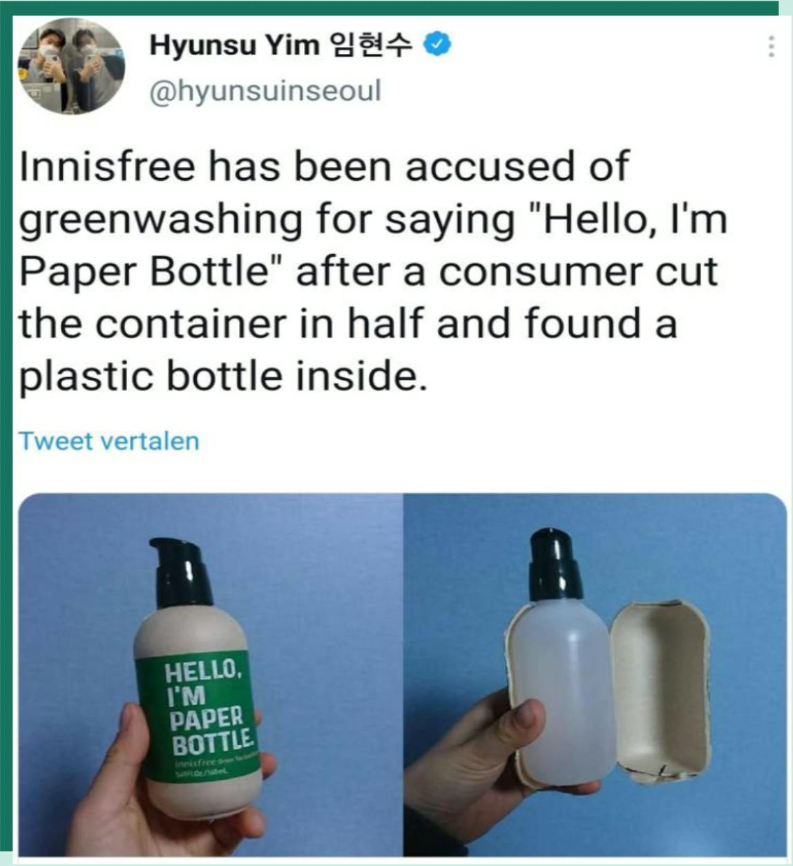 Innisfree called out from greenwash