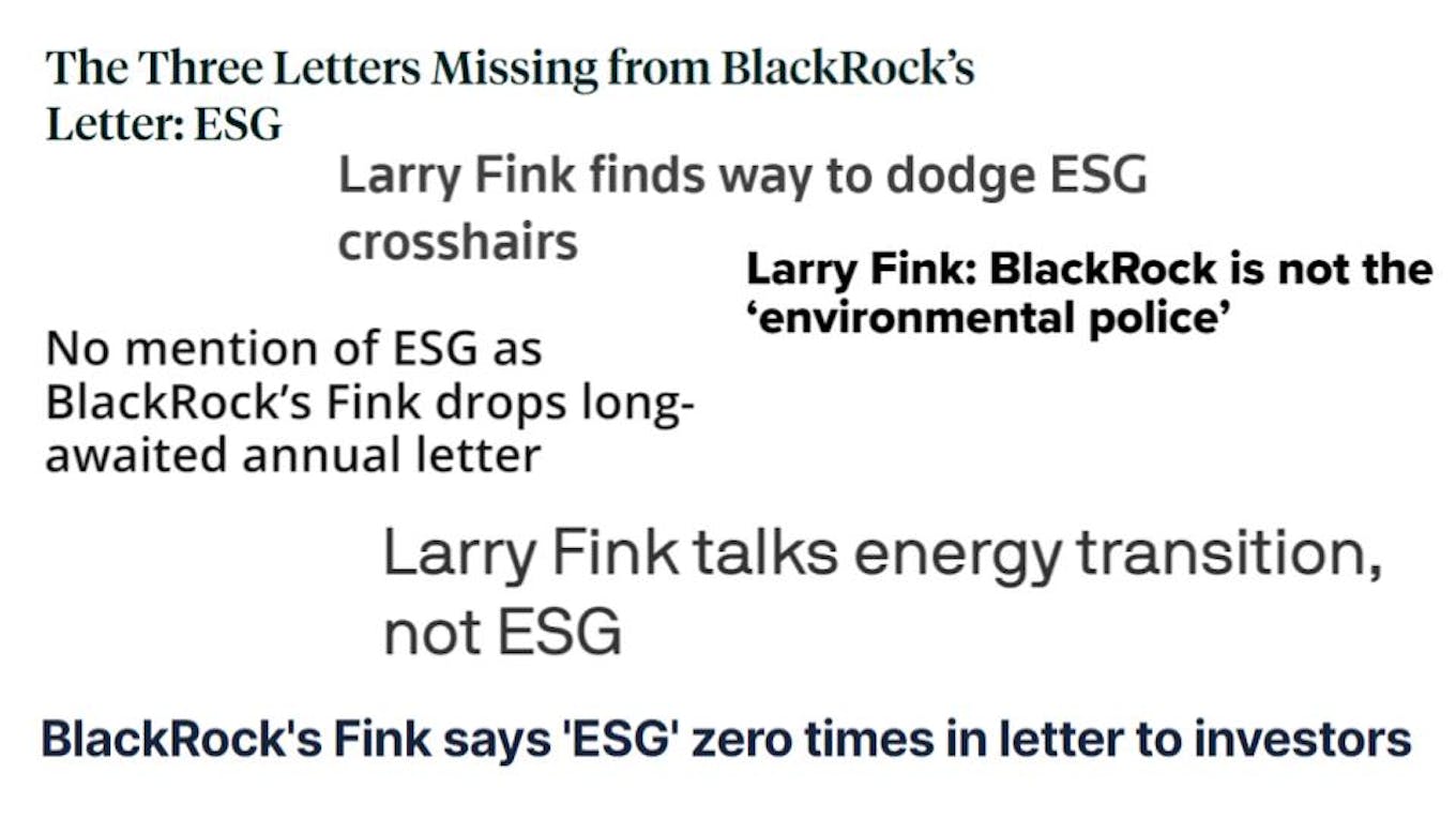 Larry Fink 2023 Letter Headlines