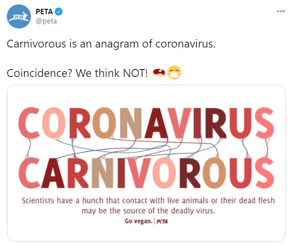 Peta covid tweet