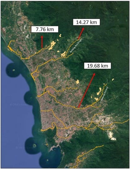 Padang river flow map