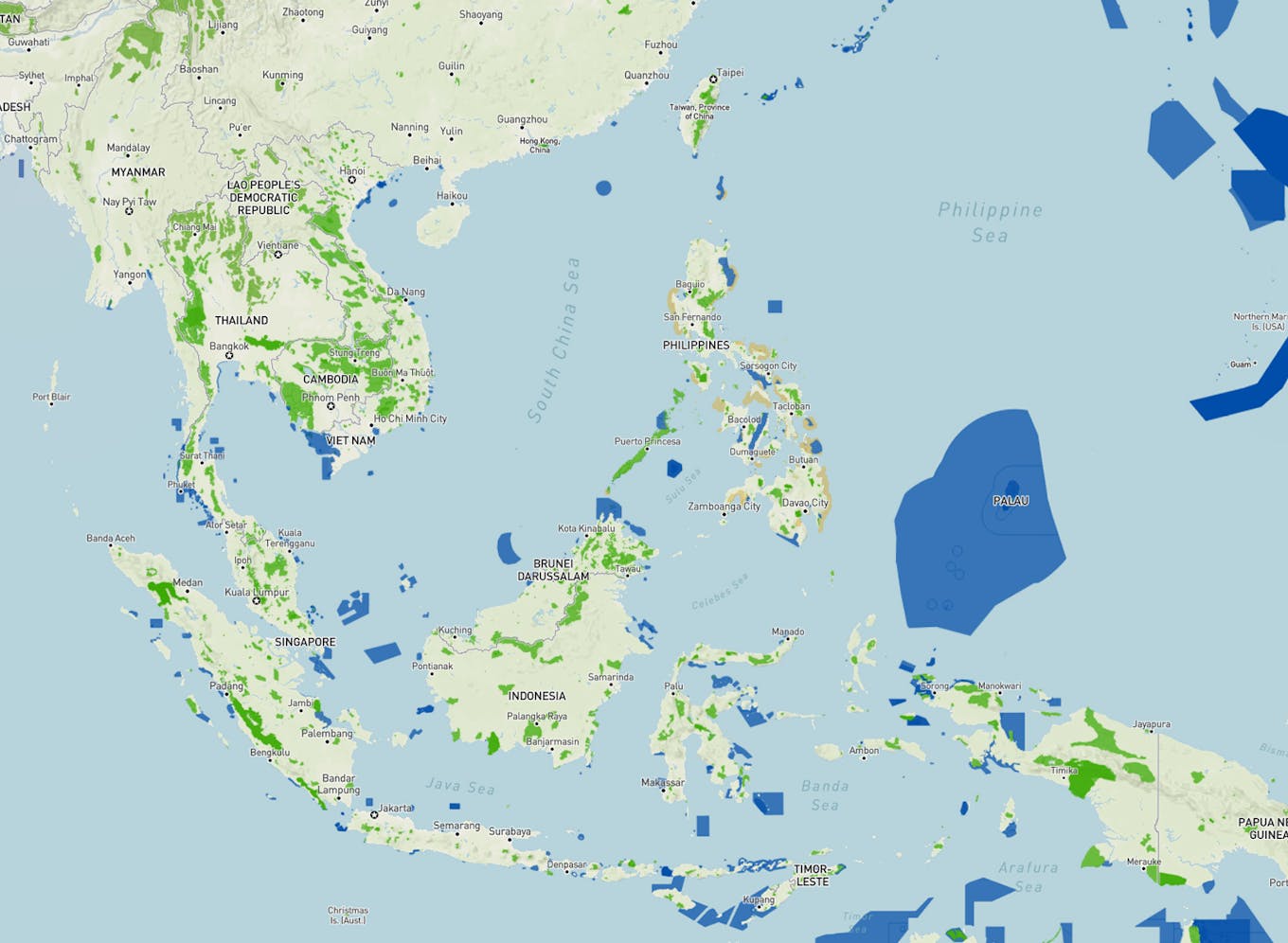 Protected land and seas Southeast Asia