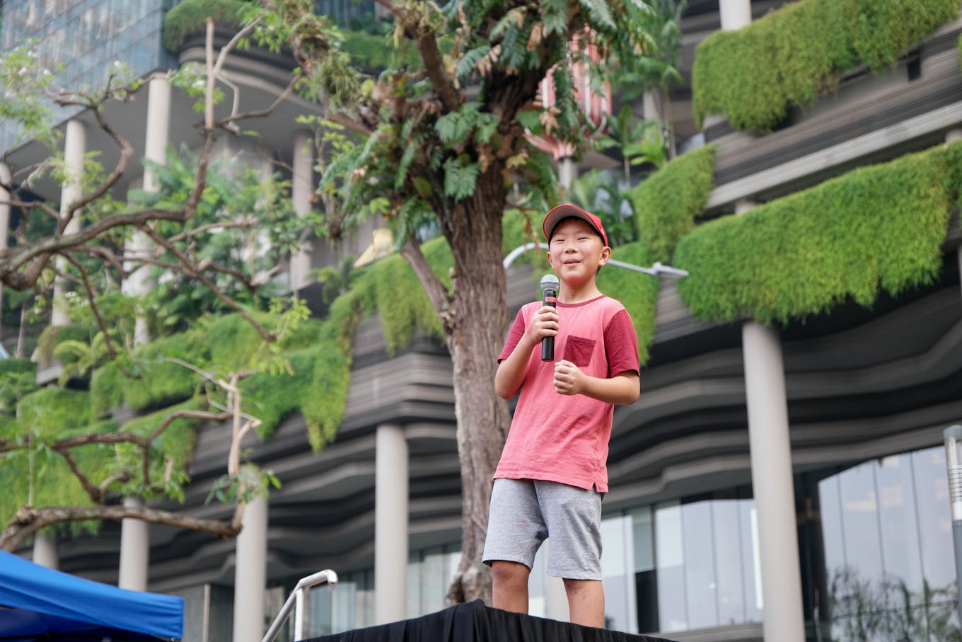 11 year-old Oliver Chua speaking at SG Climate Rally
