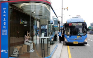 south korea post-covid bus stop