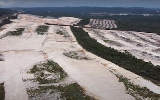 Drone image of alleged clearing for luxury residential estates in Bokor National Park.