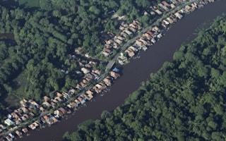 houses near a forest in Indonesia's South Sumatra province