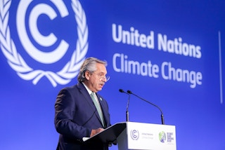 Alberto Fernández at the 2021 United Nations Climate Change Conference.