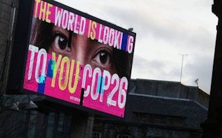 advertising board during COP26