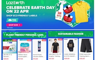 Products labelled "sustainable" or "planet-friendly" in a promotion on e-commerce platform Lazada