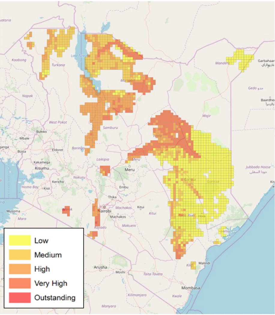 Sensitivity map for Kenya